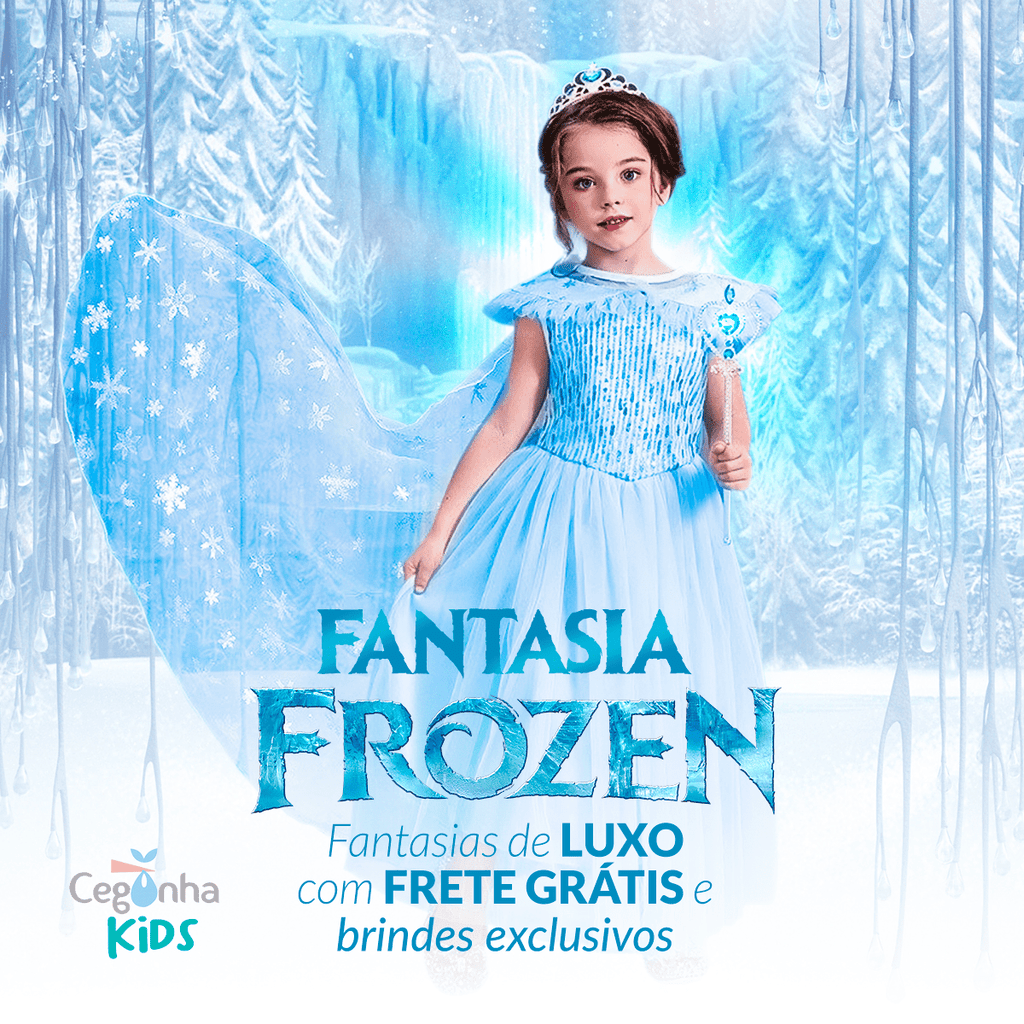 Vestido Frozen Infantil Rainha Elsa + acessórios de Brinde