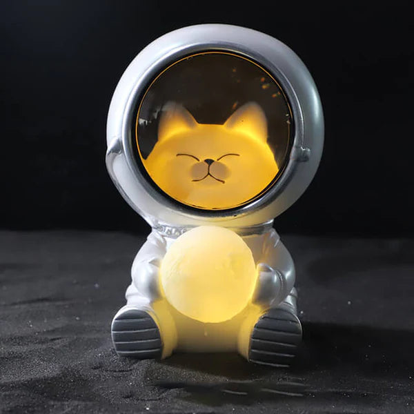 Luminária Pet Astronauta LED abebe61 cegonhakids Gato Astronauta 